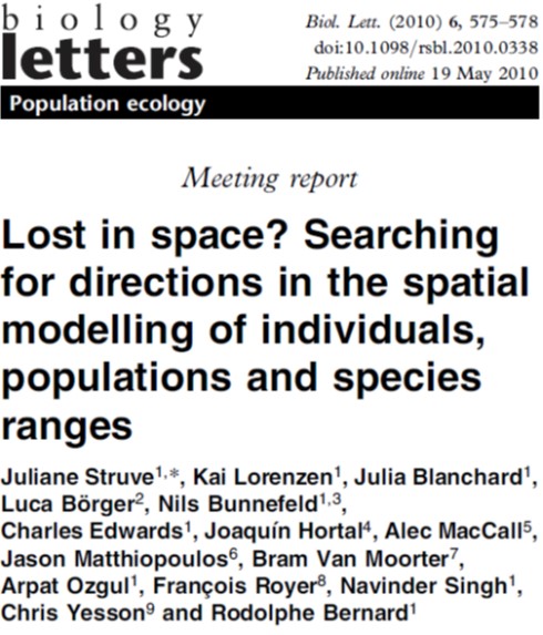 Struve et al. (2010 Biol Lett) Directions in spatial modelling of individuals, populations and species ranges